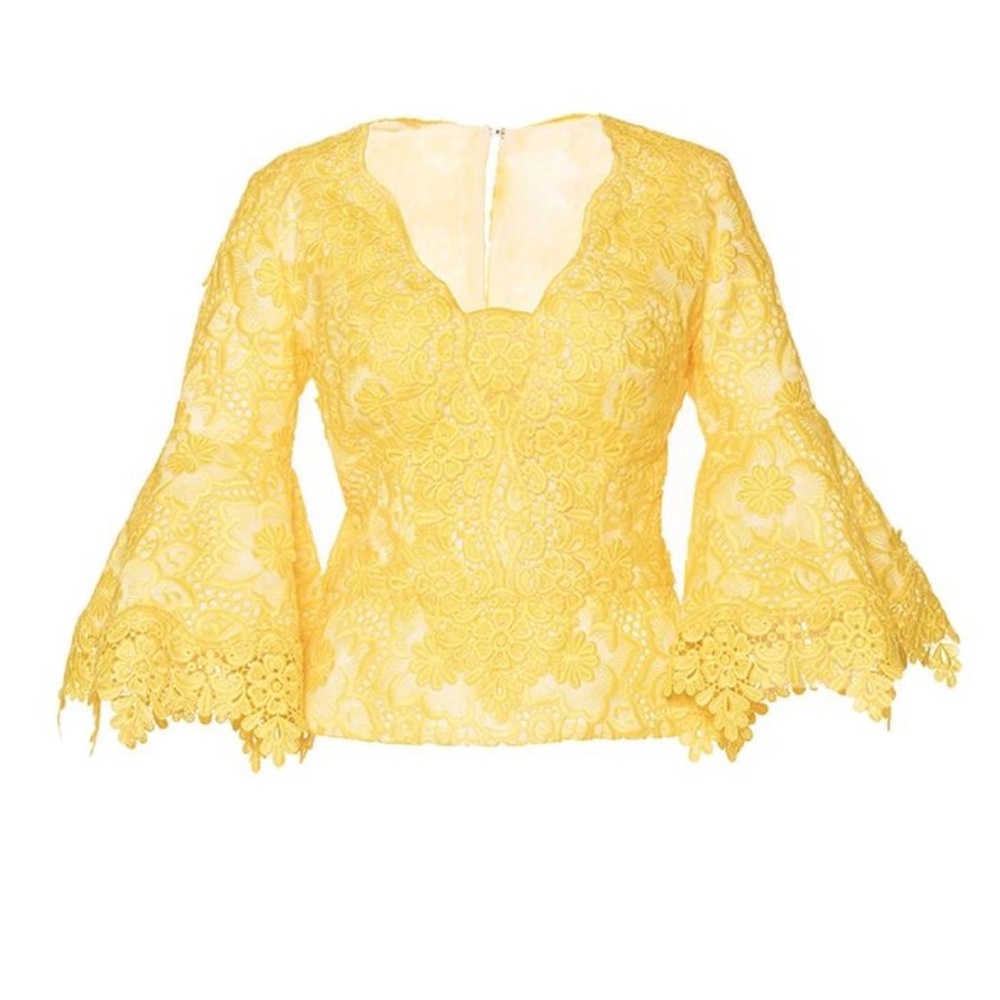 Costarellos yellow embroidered blouse